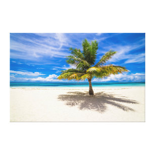 Palme auf weißem Sand-Strand Leinwanddruck