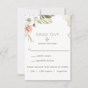 Palme, Bananenblätter Floral mit/ohne Essensoption RSVP Karte