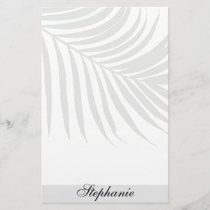 Palme-Blatt-graues mit Monogramm einzigartiges Briefpapier