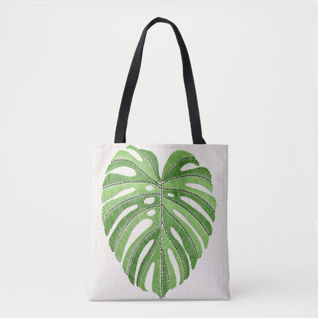 Palme Blätter bestickt. Green Tropical Monstera (Vorderseite)