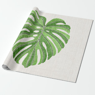 Palme Blätter bestickt. Green Tropical Monstera Geschenkpapier