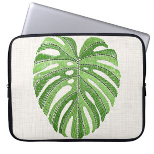 Palme Blätter bestickt. Green Tropical Monstera Laptopschutzhülle