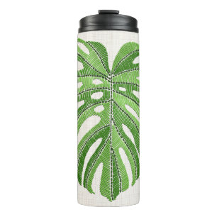 Palme Blätter bestickt. Green Tropical Monstera Thermosbecher