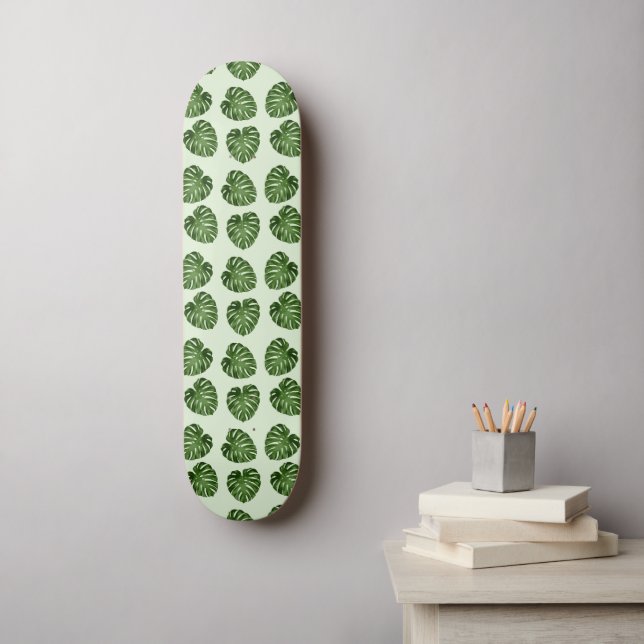 Palme-Blätter, Grüne Blätter, tropisches Muster Skateboard (Wandkunst)