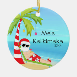 Palme, die Sankt-Hawaiianer-Weihnachten sich Keramikornament