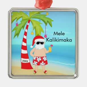 Palme, die Sankt-Hawaiianer-Weihnachten sich Ornament Aus Metall
