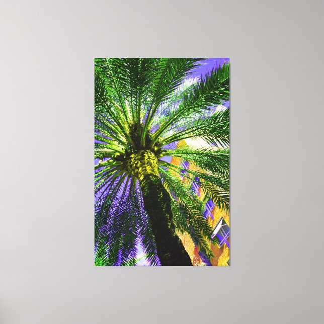 Palme im Abend Leinwanddruck (Vorderseite)