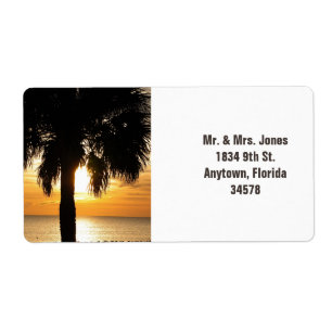 Palme im Florida-SonnenuntergangAdressen-Etikett