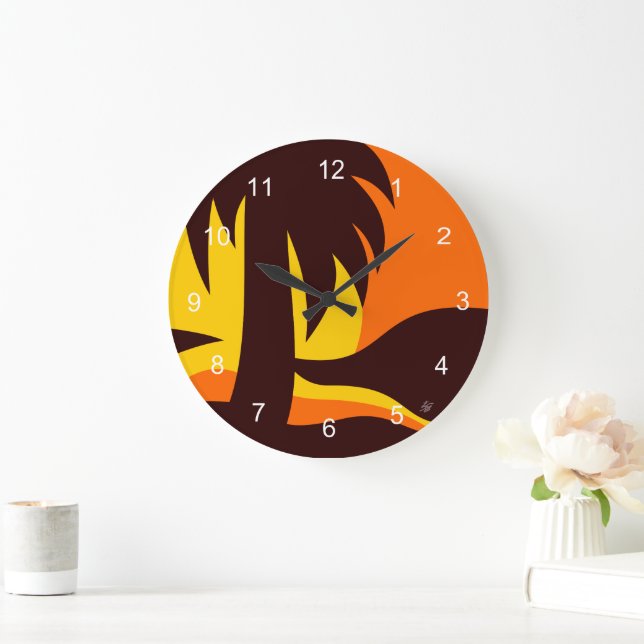 Palme in Sunset Round Clock Große Wanduhr (Zuhause)