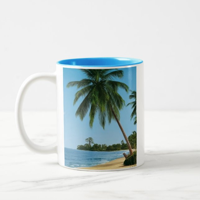 Palme-Kaffee-Tasse Zweifarbige Tasse (Links)