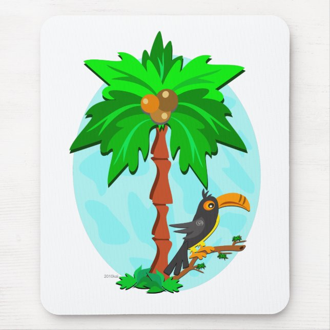Palme mit aufmerksamem Toucan Mousepad (Vorne)