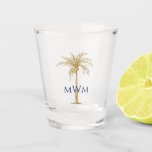 Palme mongram Artistic Golden Palm Tree Schnapsglas<br><div class="desc">Passen Sie dieses mit Monogramm Schiebeglas mit einer goldenen Palme und marineblau mit Ihrer eigenen Touch an. Sie können das Monogramm und die Palme in Ihre Lieblingsfarben ändern. Macht ein großartiges Geschenk für jeden Anlass.</div>