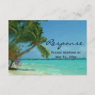 Palme-Ozean-Hochzeit in Urlaubsort UAWG RSVP Karte
