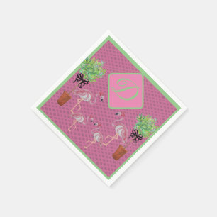 Palme Rosa Flamingo Flamingos Terrakotta   Serviette