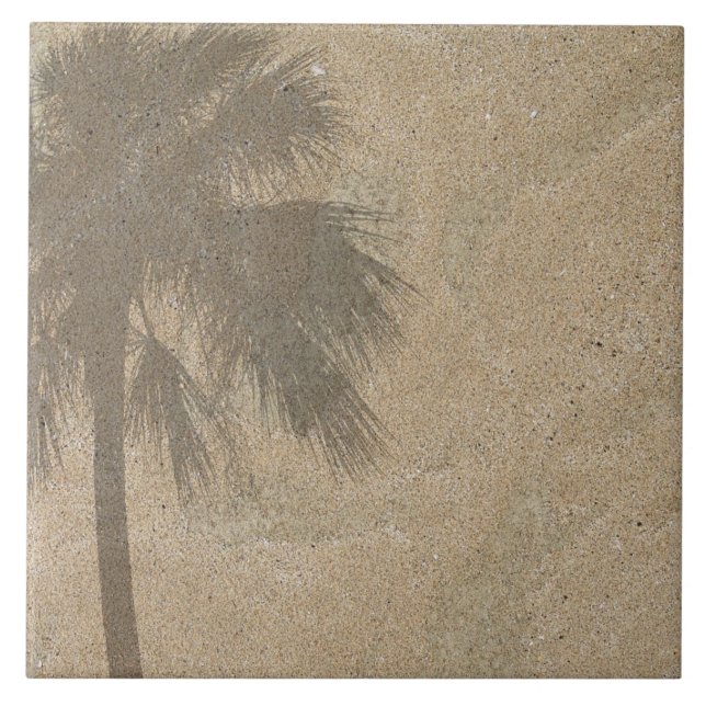 Palme-Schatten auf Strand-Sand-Hintergrund - Fliese (Vorderseite)