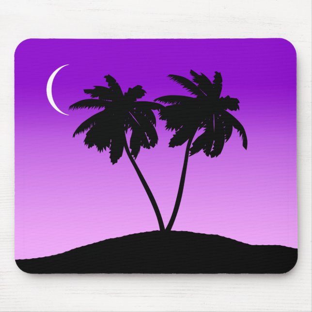 Palme-Silhouette auf Twilight Lila Mousepad (Vorne)