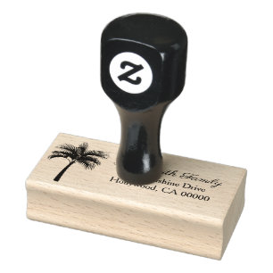 Palme-Silhouette u. Familienname Gummistempel