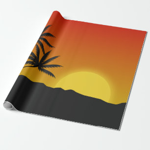 Palme-Silhouette und tropischer Sonnenuntergang Geschenkpapier