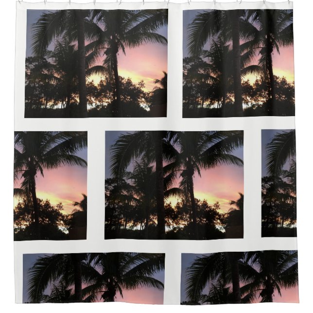 Palme-Sonnenuntergang Duschvorhang (Vorderseite)