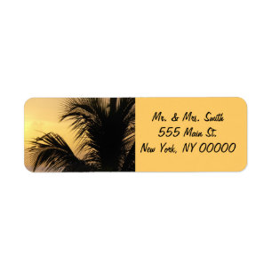 Palme-Sonnenuntergang-Rücksendeadressen-Aufkleber