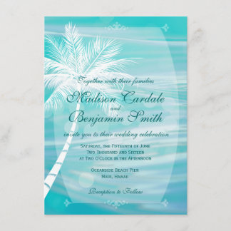 Palme-Strand-Hochzeit in Urlaubsorts-Einladungen Einladung