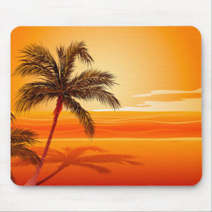 Palme-Strand-Sonnenuntergang Mousepad