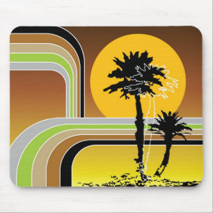 Palme-Stripes tropischer Retro Mousepad