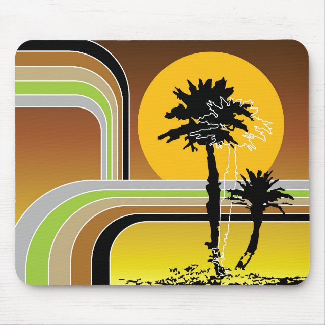Palme-Stripes tropischer Retro Mousepad (Vorne)