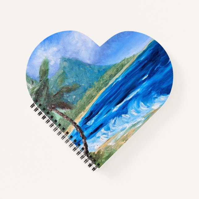 Palme Sunny Hawaii Beach Malerei Tropisches Paradi Notizbuch (Vorderseite)