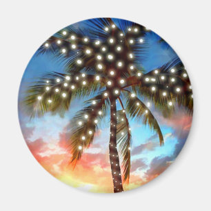 Palme Tremlichter bei Sonnenuntergang Magnet