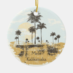 Palme-tropische hawaiische Weihnachtsverzierung Keramikornament