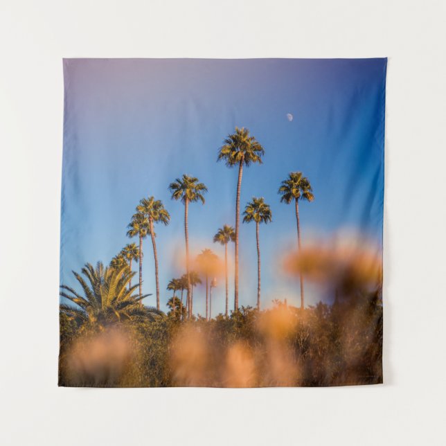 Palme unter blauem Himmel Wandteppich (Vorderseite)