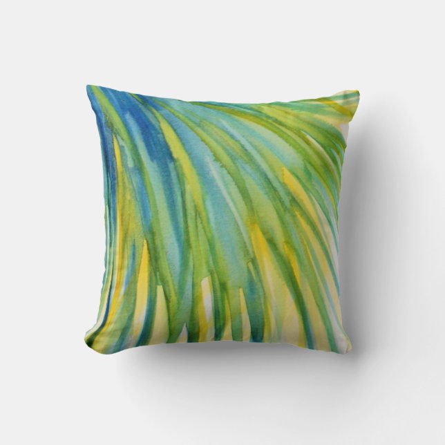 Palmeabstrakter Watercolor Kissen (Vorderseite)