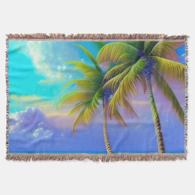 Palmen als Night Falls Tropical Decke (Vorderseite)