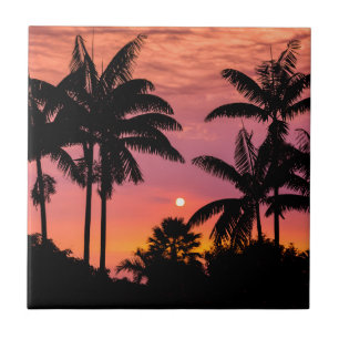 Palmen als Silhouette, Hawaii Fliese