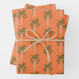 Palmen am Meer Orange Niedlich CUSTOM Geschenkpapier Set