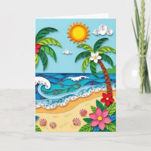 Palmen am Strand   Geburtskarte Karte