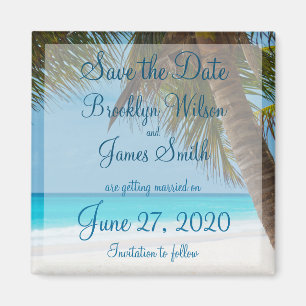 Palmen am Strand Hochzeit speichern das Date Magne Magnet