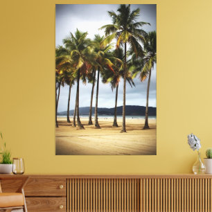 Palmen am Strand von Gonzaga, Santos, Brasilien Leinwanddruck