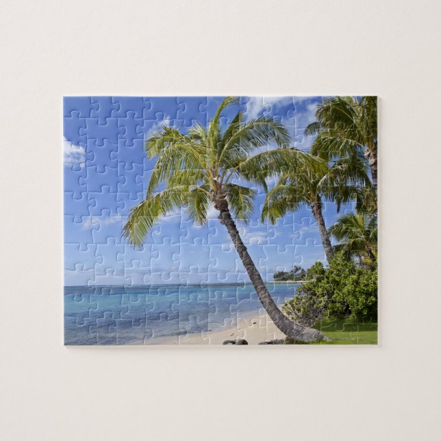Palmen am Strand von Hawaii. Puzzle (Horizontal)