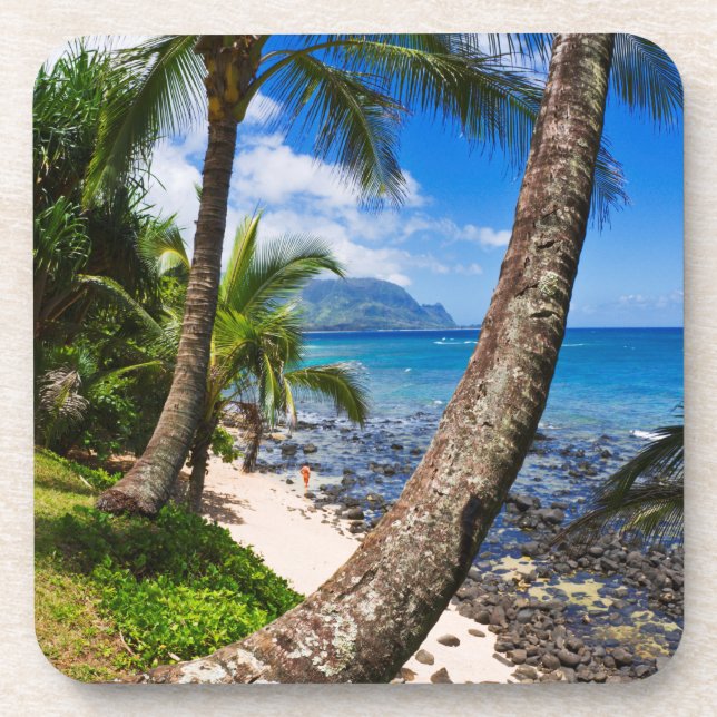 Palmen am Strand von Hideaways Getränkeuntersetzer (Vorderseite)