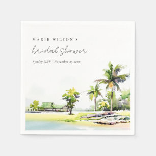 Palmen am Strand Wasserfarbenes Brautparty Serviette