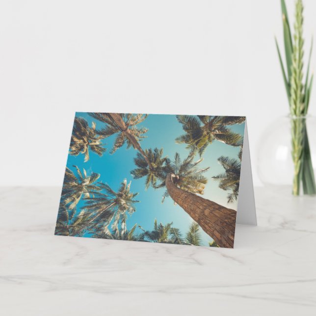 Palmen am tropischen Strand Vintag Karte (Vorderseite)