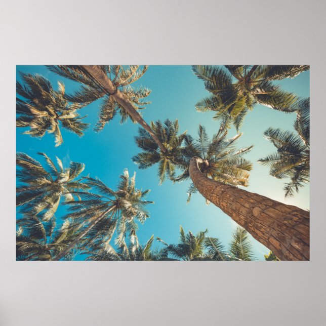 Palmen am Vintagen Tropical Beach Poster (Vorne)