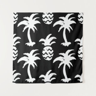 Palmen, Ananas, monochrome Muster. Wandteppich