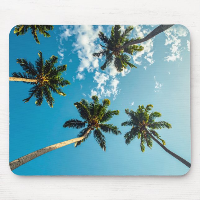 Palmen auf blauem Himmel Skateboard Mousepad (Vorne)