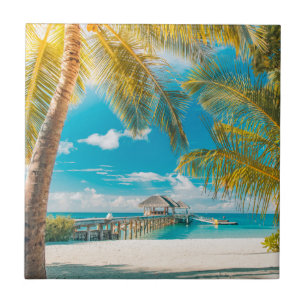 Palmen auf dem Sonnenuntergang Fliese