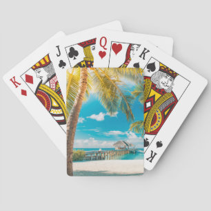 Palmen auf dem Sonnenuntergang Spielkarten