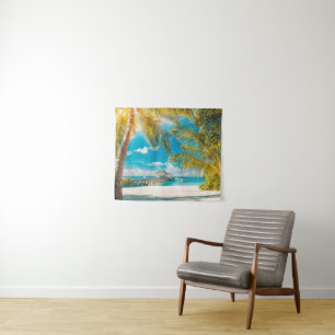 Palmen auf dem Sonnenuntergang Wandteppich