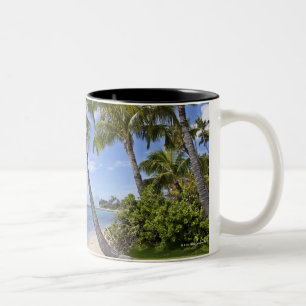Palmen auf dem Strand in Hawaii Zweifarbige Tasse